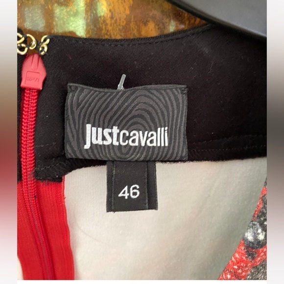 $395 Just Cavalli Women's Red Short Sleeve Berry Sheath Dress Size IT 46/US 10 - Picture 3 of 10